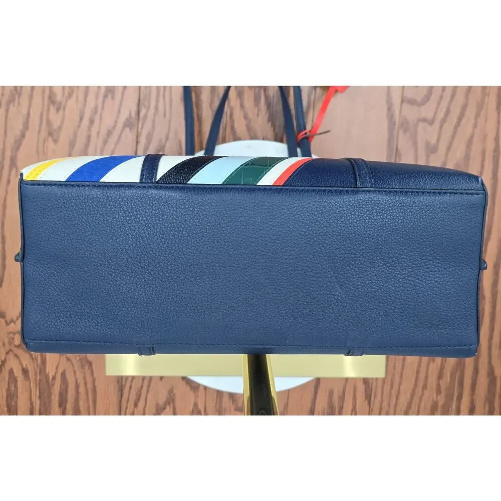 Tory Burch Perry Balloon Striped Triple Compartment Tote Bag